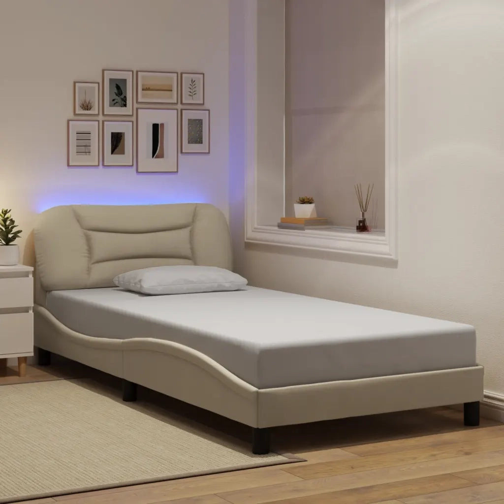 Giroletto con LED senza Materasso Hvar Crema 100x200 cm in Tessuto 3213688