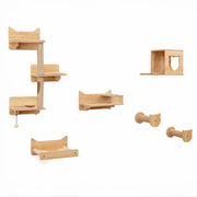 Set di 6 mobili da parete per gatti 58 x 25 x 95 cm area gioco e riposo design marrone 20_0011825