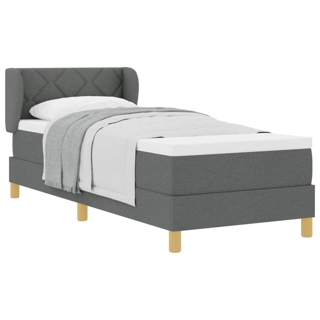 Letto Box Spring con Materasso Grigio Scuro, 80x200 cm, Tessuto