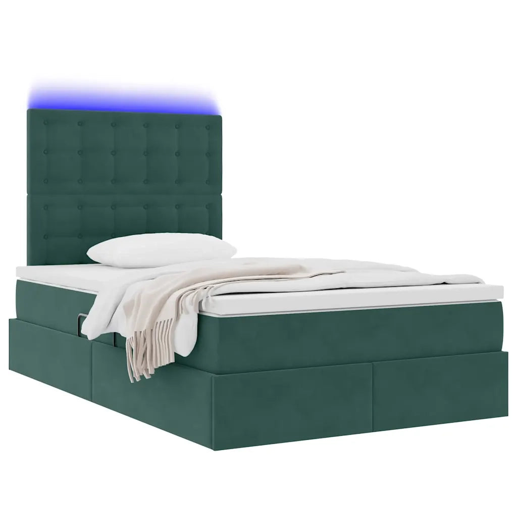 Letto con contenitore LED e materasso Verde Scuro 120 x 200 cm