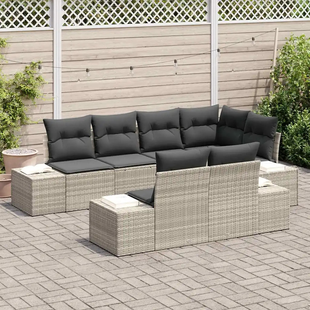 Set Divano da Giardino 7 pcs Grigio chiaro polyrattan 3355771