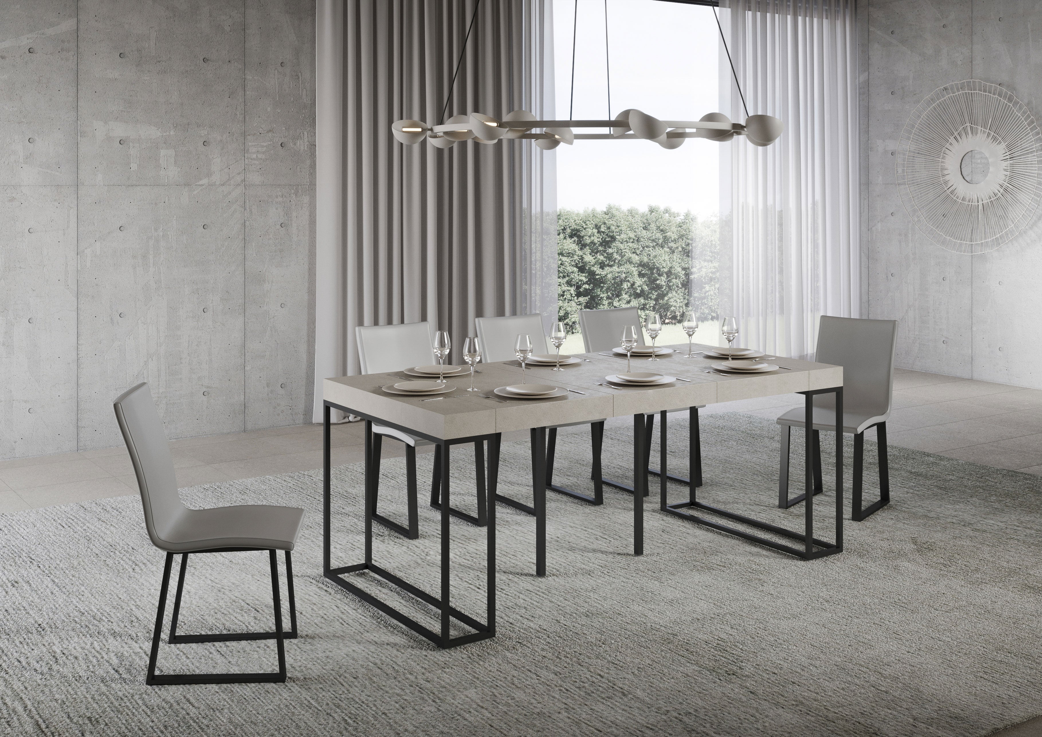 Consolle Allungabile 90-196x40x77 cm Epoca Small Premium Cashmere Telaio Antracite