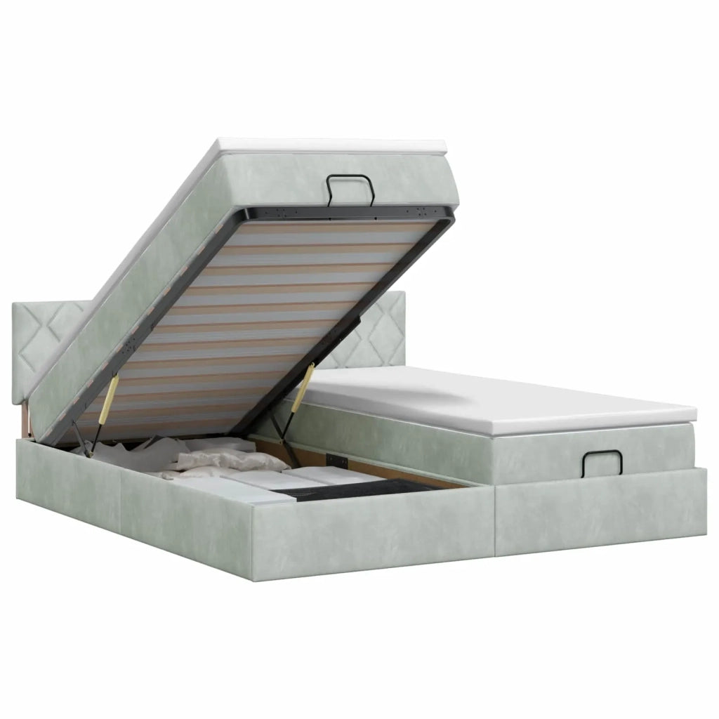 Letto ottomano con materasso 2 pz Grigio Chiaro Velluto 3456762