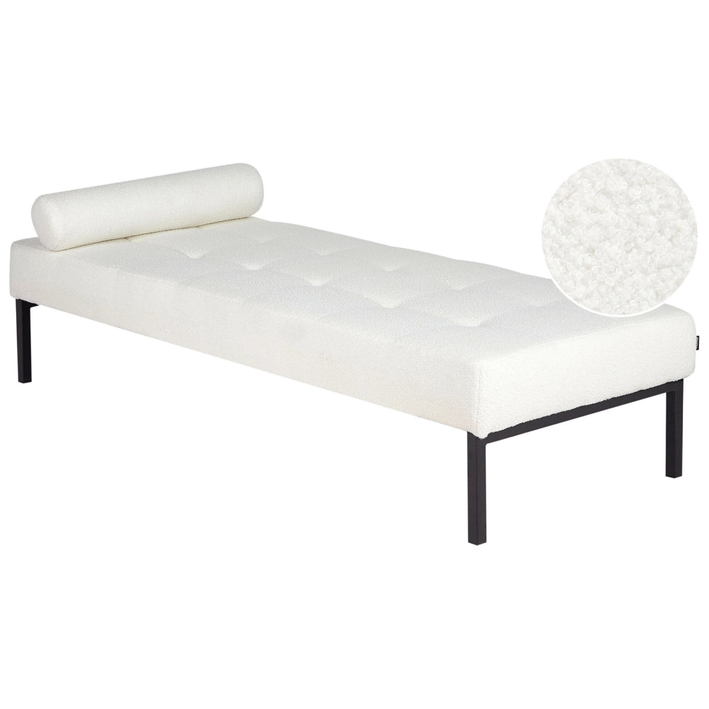 Chaise Longue bianca Boucle Soggiorno Camera da letto Gambe in metallo Stile moderno