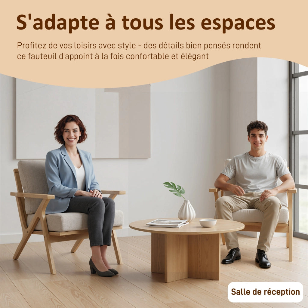 Poltrona in Tessuto Beige ¨C Zephmum ¨C 76x87x88cm