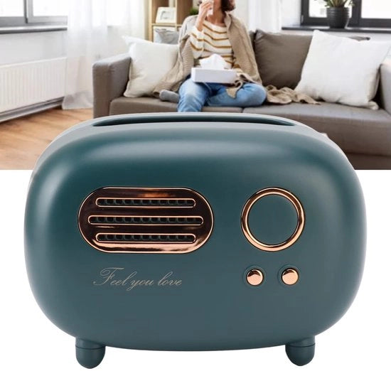 Copricapo radio retrò in tessuto - Pratico e carino - Per cucina e bagno - Tessuto creativo - Plastica - Per scrivanie e tavoli