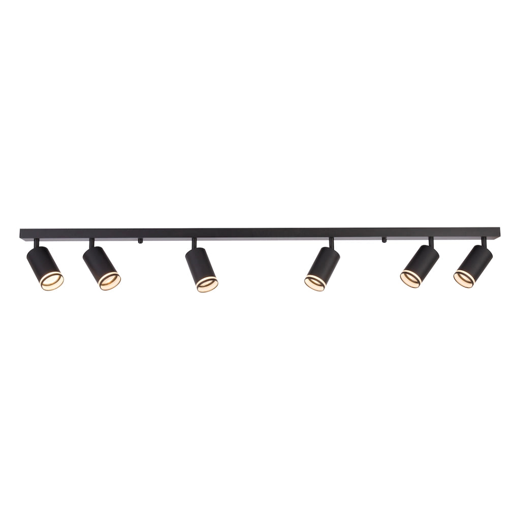 Plafoniera moderna nera a barra 6xGU10 Pipe Milagro