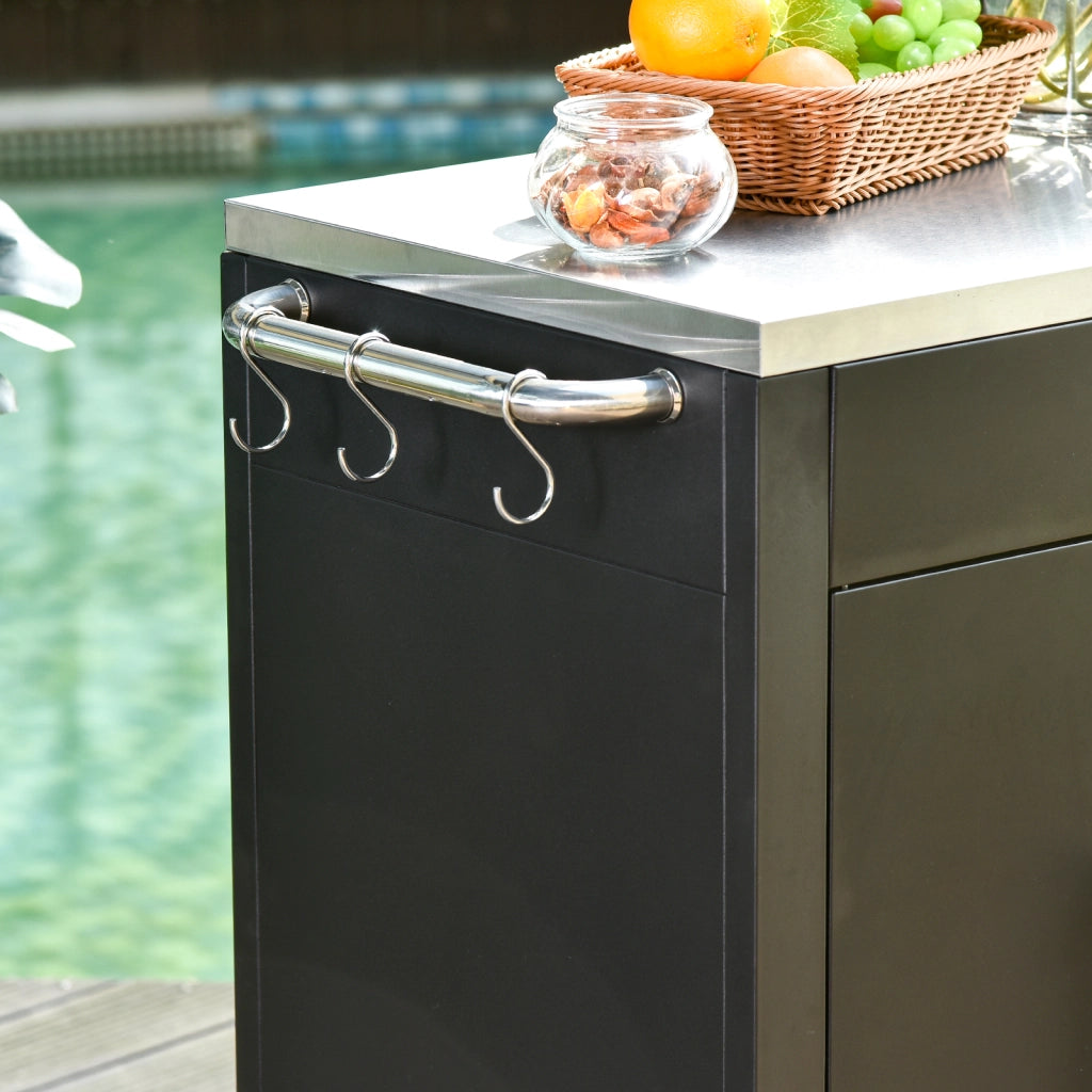 Tavolino da cucina con ruote ¨C zephmum ¨C 86x50x86,5 cm Nero