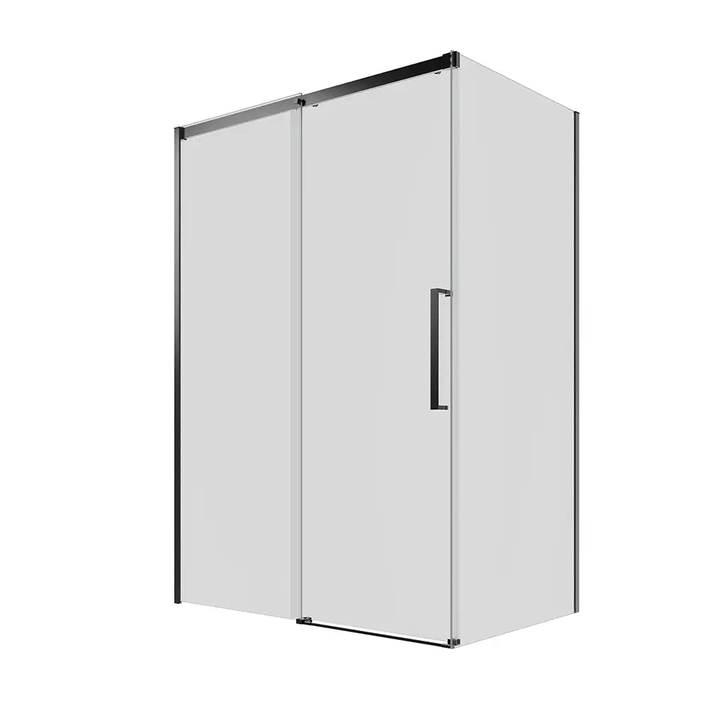Box doccia 90x130 cm scorrevole vetro 8mm trasparente profili nero opaco h195cm | Antille