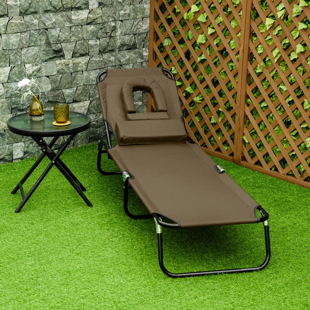 Lettino da giardino pieghevole con cuscino ¨C zephmum ¨C 4 posizioni regolabili, marrone
