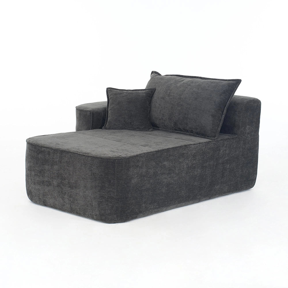 Chaise longue confortable - Xylo - Noir avec coussins et poches lat¨¦rales