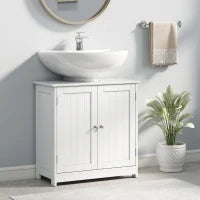 kleankin Mobile Sottolavabo a 2 Ante con Ripiano Regolabile e Intaglio a U, 60x30x60 cm, Bianco