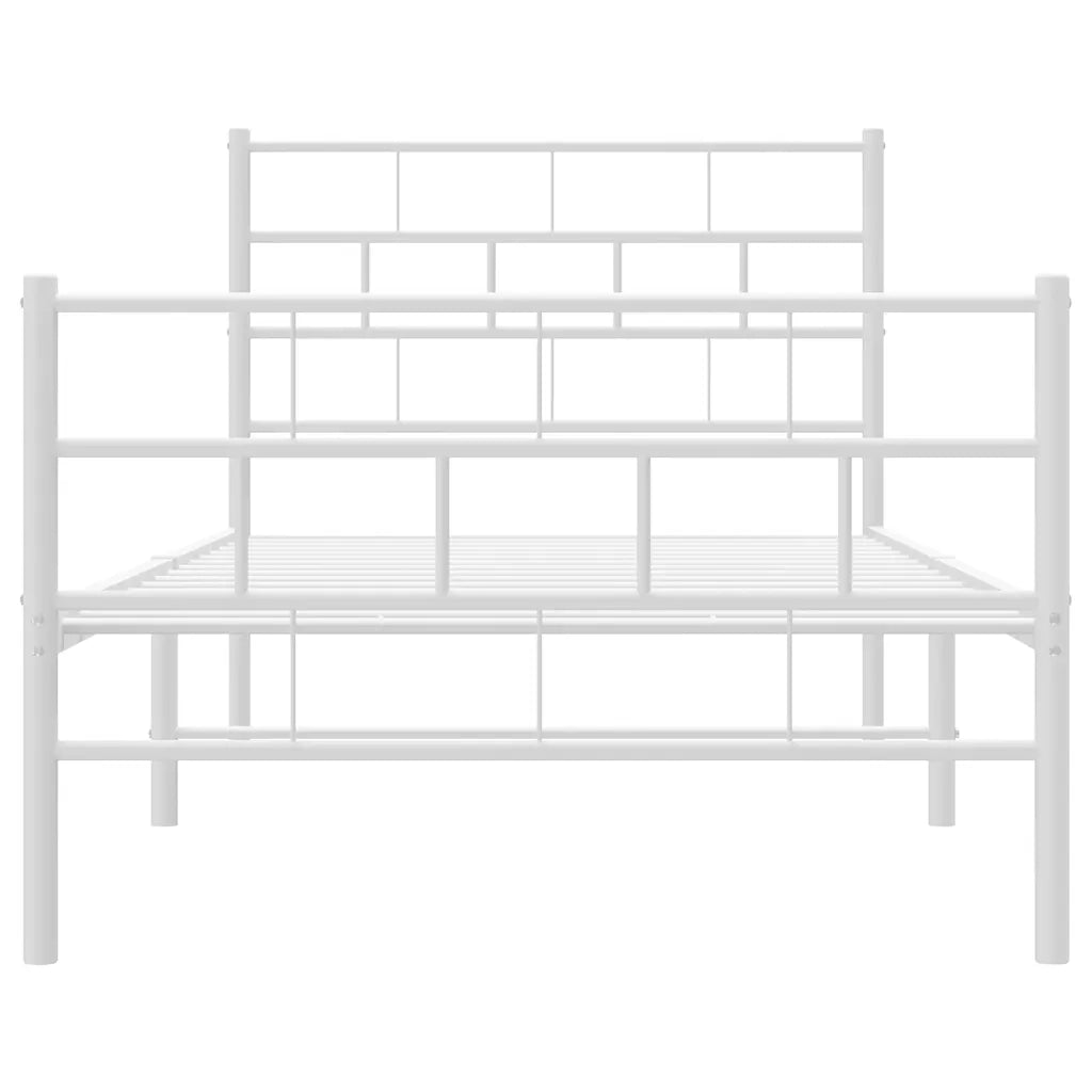 Giroletto con Testiera e Pediera Metallo Bianco 100x190 cm 355720