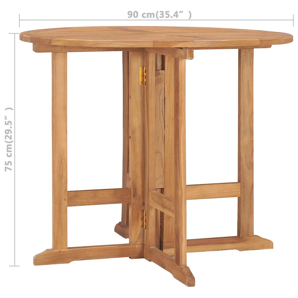 Tavolo da Giardino | Tavolino da esterno Pieghevole ?90x75 cm in Massello di Teak