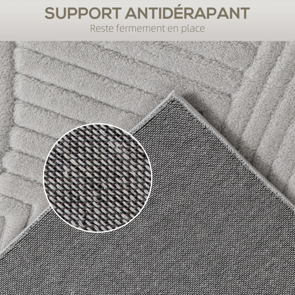 Tappeto geometrico pelo lungo morbido antiscivolo ¨C Minimal ¨C 160x120 cm grigio