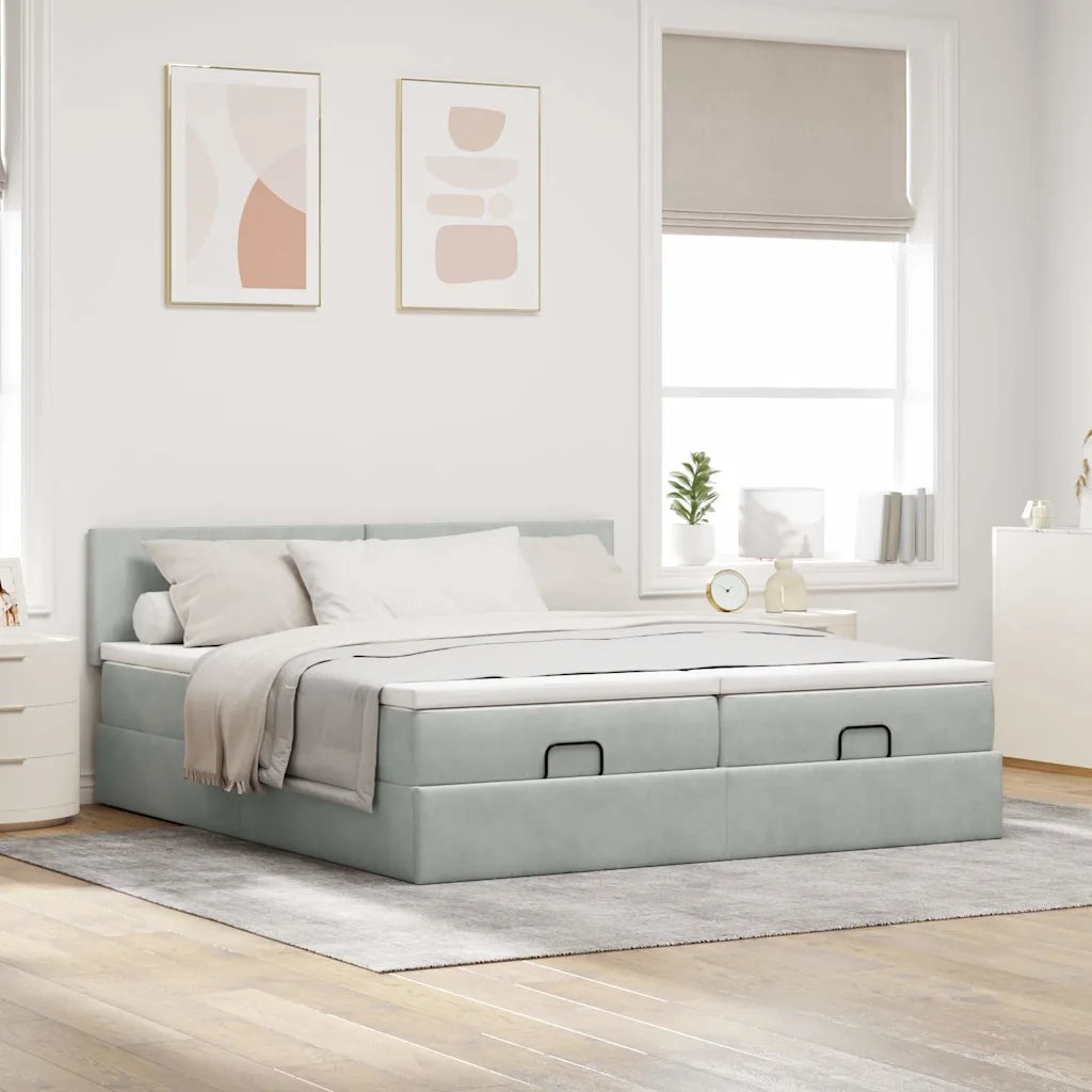 Struttura Letto Pouf con Materassi 180x200 cm Velluto