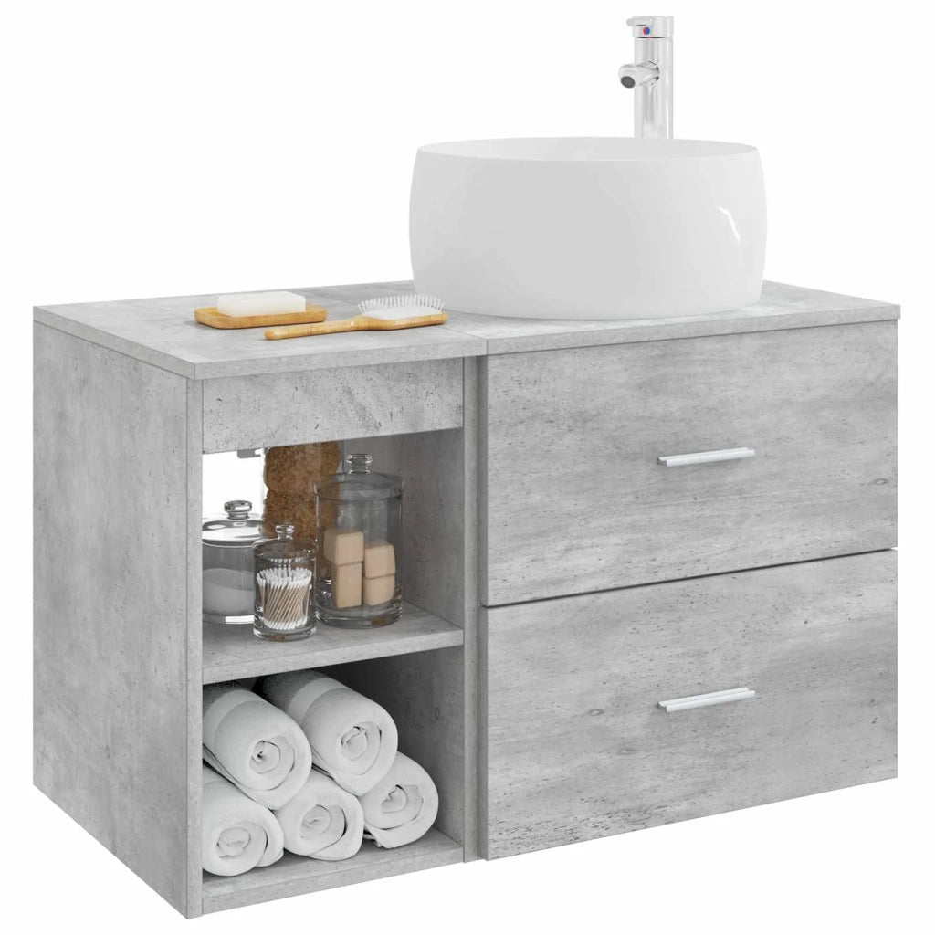 Set di mobili per il bagno 2 pz Grigio Cemento 3403923