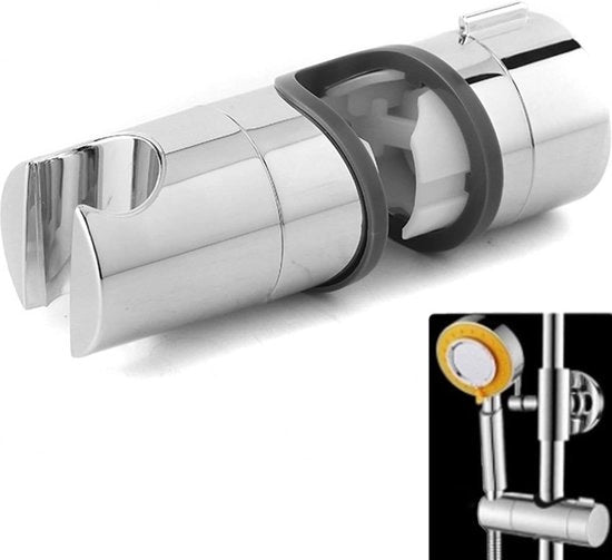 Supporto regolabile per doccia a vite per gancio di rail - Adattatore per gancio di rail universale per diametro esterno 18-25 mm - Sostituzione per gancio di rail per doccia e vasca - Supporto per doccia - Cromo - Supporti per doccia (argentato)