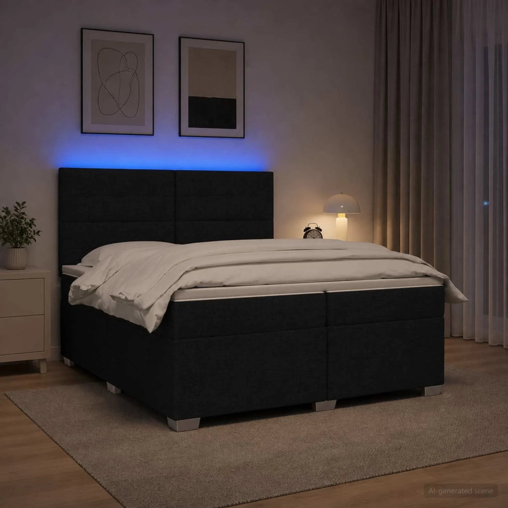 Letto box spring con materasso Nero 200 x 200 cm Tessuto 3454952