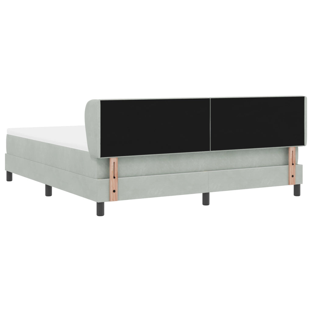 Letto Box Spring  con Materasso Grigio Chiaro 180x200 cm Velluto