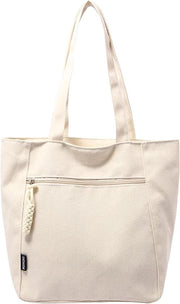 Borsa shopper in corduroy con chiusura a cerniera per donne, borsa in tessuto per lavoro, scuola e viaggi.