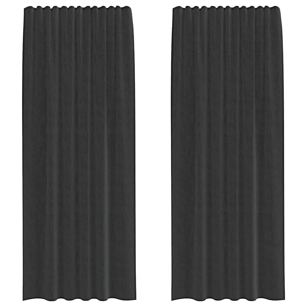 Tende in Voile con Tasche per Aste 2 pz Nero 4102168