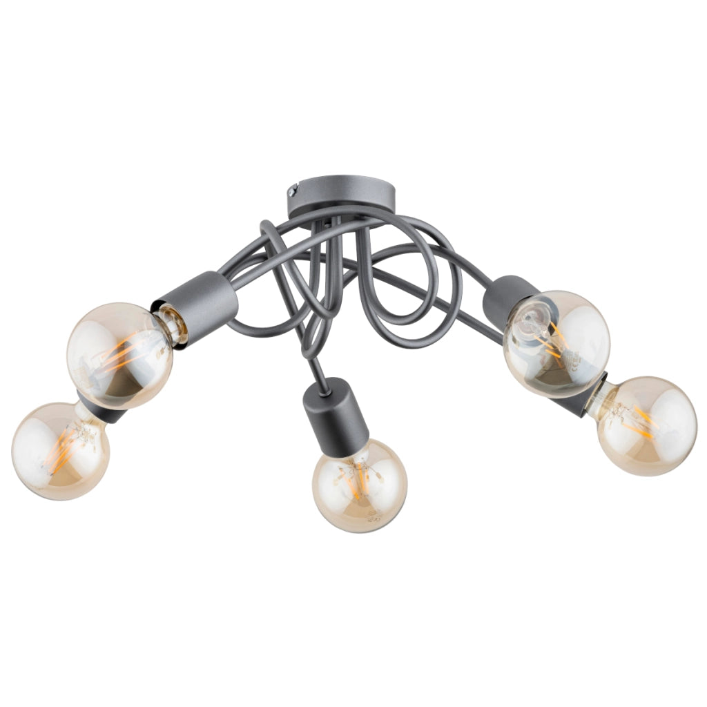 Plafoniera loft grigia nodo metallo 5xE27 15W Alfa