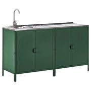 Set di cucina da esterno 2 elementi in acciaio inox verde 2 armadietto e lavello a leva cucina esterna