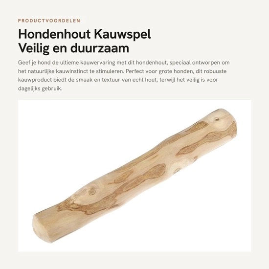 Giocattolo per cani in legno - Stimulatione - Colore legno - 20 x 3,5 cm - Sicuro e Robusto