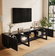 Mobile TV basso con LED APP; 200x40x42 cm; MDF e truciolare; nero
