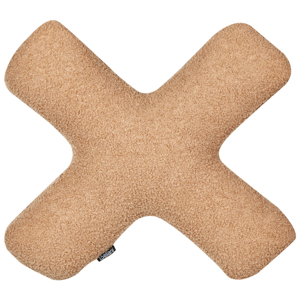 Set di 2 cuscini in tessuto decorazione tessile marrone chiaro a forma delle lettere XO divano soggiorno camera da letto