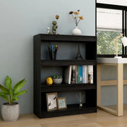 Libreria Divisorio-Scaffale per Libri-Mobile di Stoccaggio Nero 100x30x103 cm in Legno Massello di Pino