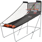 Canestri Basket con Tabellone LED 205x110x205 cm 4 Palloni e 8 Modalità di Gioco Bianco e Nero