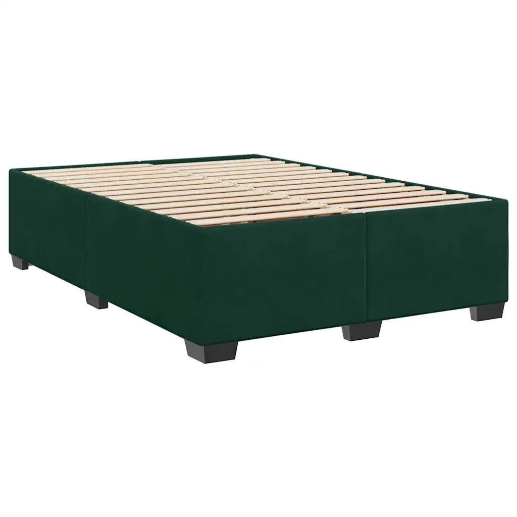 Giroletto a Molle con Materasso Verde Scuro 140x200 cm Velluto