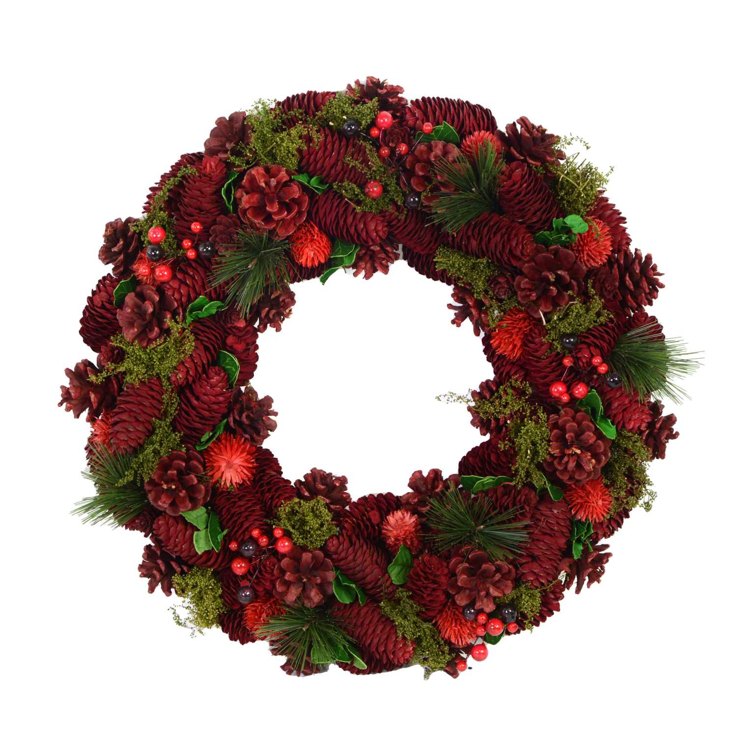 Coroncina con pigne rosso cm Ø30