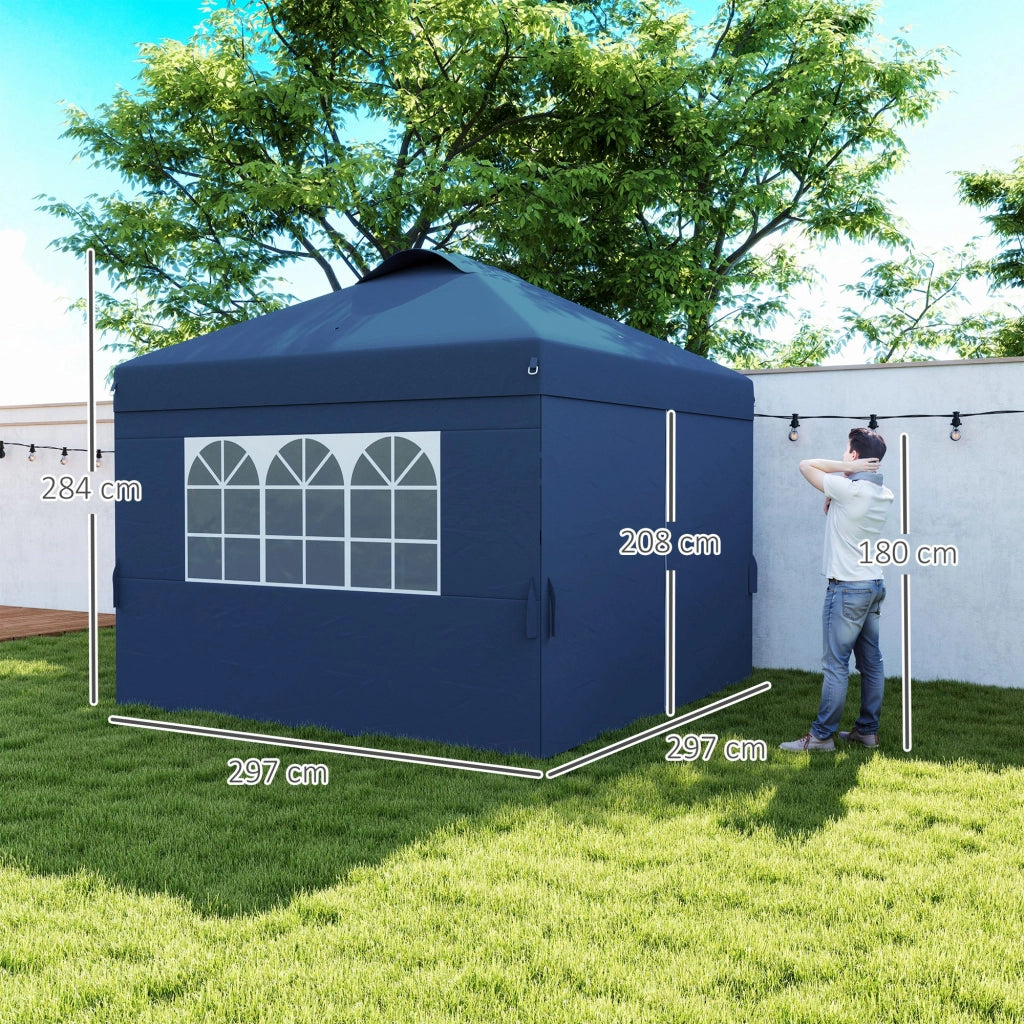 Gazebo pieghevole per giardino ¨C ZephMum ¨C Grigio 3x3 m con finestre e ruote