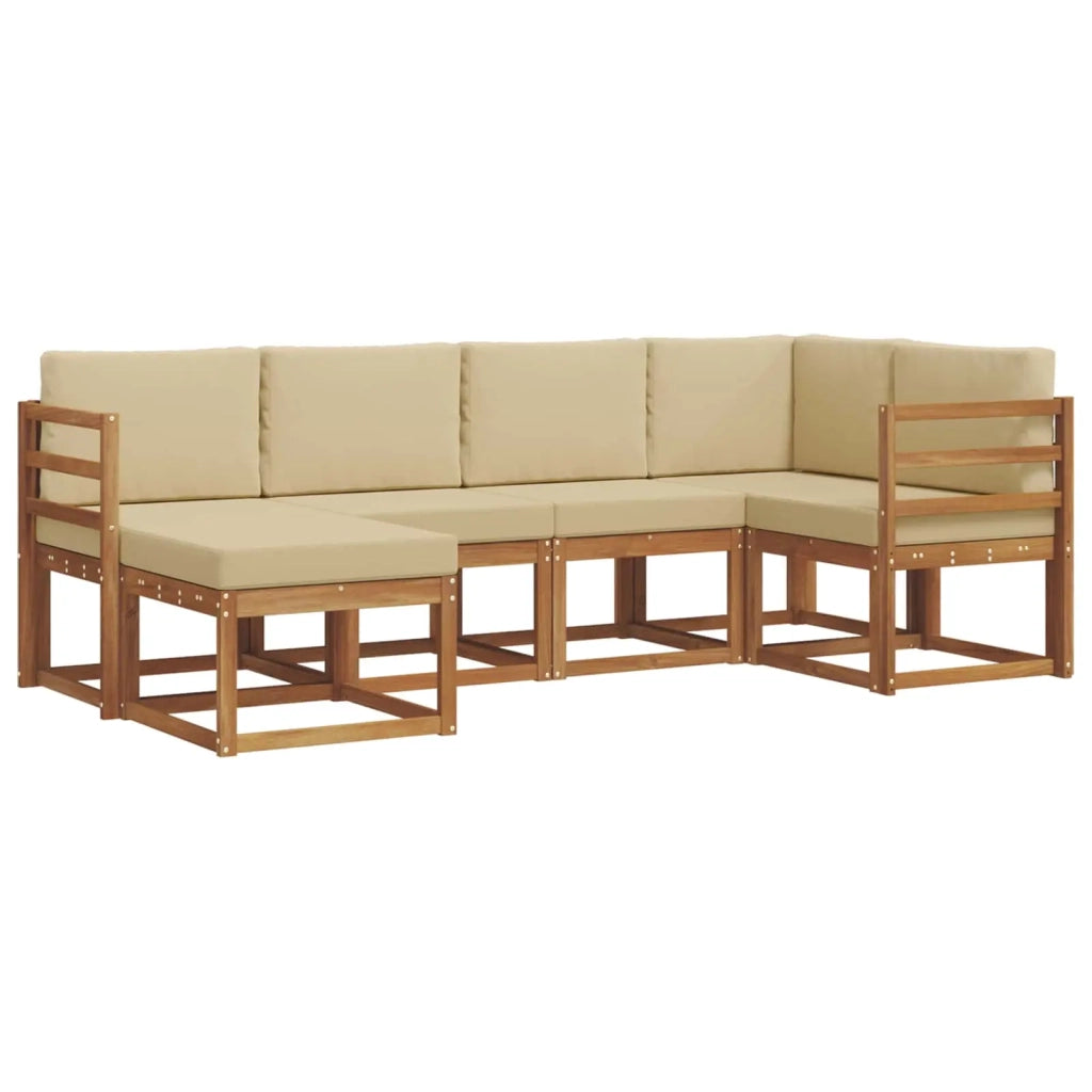 Set di divani da esterno con cuscino 6 pcs Naturale e Beige