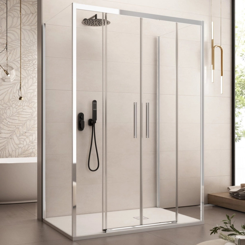 Box doccia tre lati scorrevole cristallo 6mm h195 lagoa-trio, misura 80x170x80