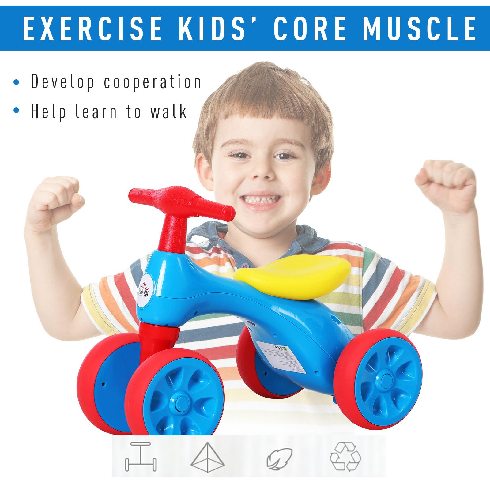 Triciclo per Bambini 4 Ruore  Primi Passi Rosso Blu e Giallo