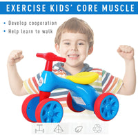 Triciclo per Bambini 4 Ruore  Primi Passi Rosso Blu e Giallo