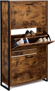 Scarpiera con 3 ante effetto invecchiato design industriale DAYTON
