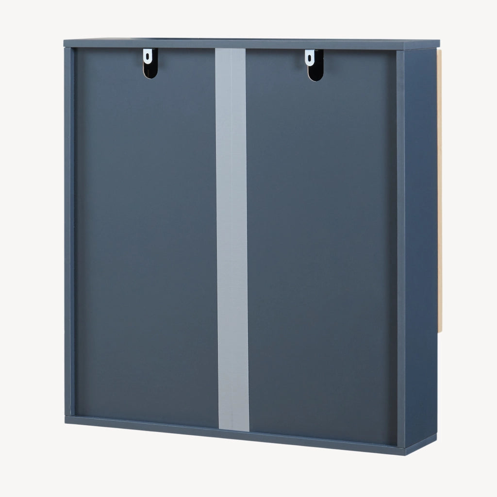 Mobiletto da Parete Svanes a Specchio Armadietto Pensile da Bagno con Ante in Bambù 58 x 56 x 13 cm - Grigio Scuro/Naturale [en.casa]