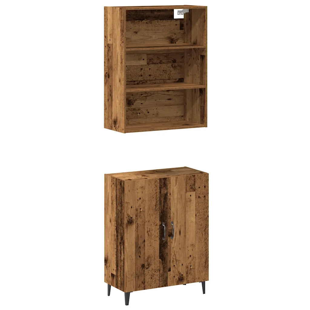 Credenza | Madia | Buffet da pranzo | Armadio da pranzo con Pensile Legno Antico in Legno Multistrato