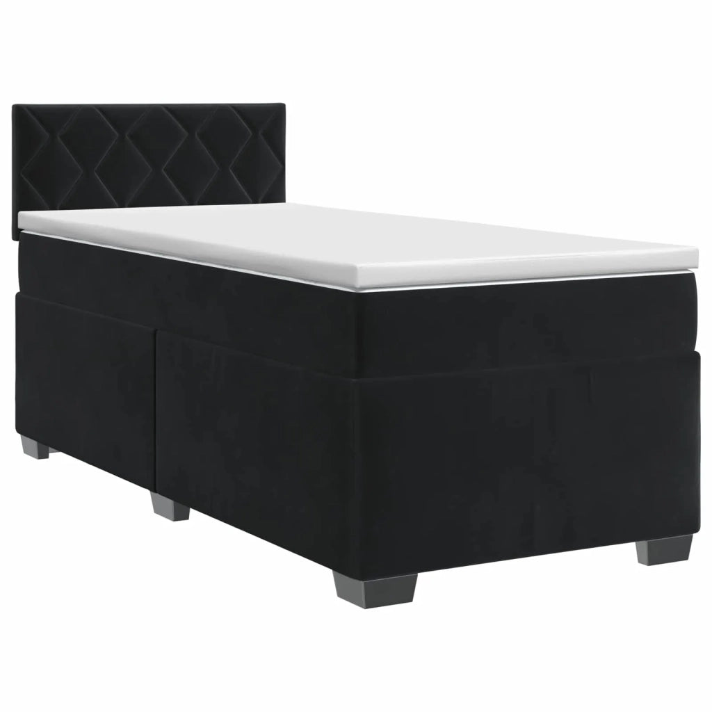 Letto box spring con materasso Nero 100 x 200 cm Velluto 3450664