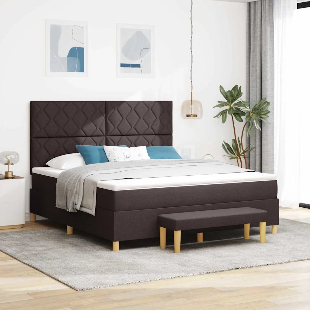 Letto a molle con materasso Marrone Scuro 180 x 200 cm Tessuto 3344397