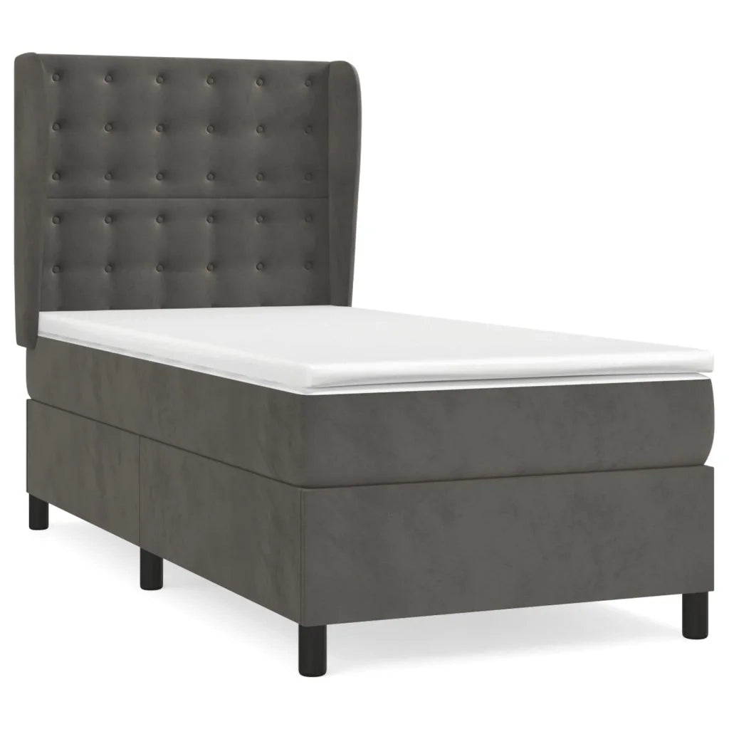 Giroletto a Molle con Materasso Grigio Scuro 90x200 cm Vellutocod mxl 74331
