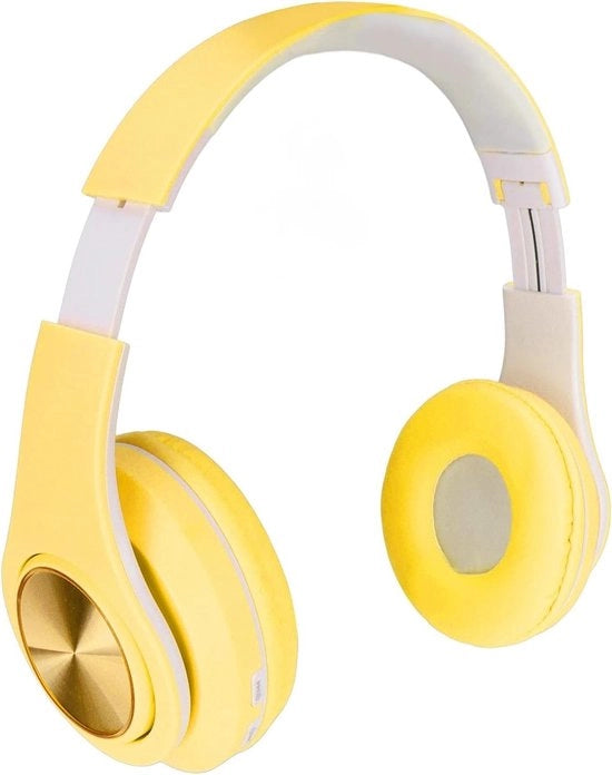 Cancellazione del Rumore Attiva Orecchini da Studio Bluetooth 5.0 Senza Fili Opacchiabile con Illuminazione RGB e Cuscini per Orecchie in Pelle PU - Giallo