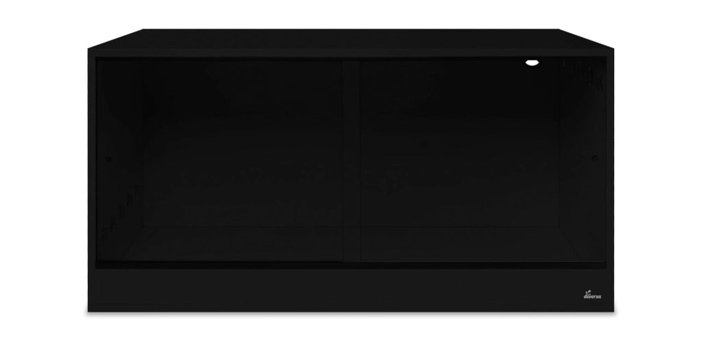 Diversa terrario in legno nero 150x80x80h - con 3 sportelli scorrevoli in vetro