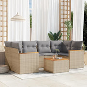 Set Divani da Giardino 7 pz con Cuscini Beige in Polyrattancod mxl 112544