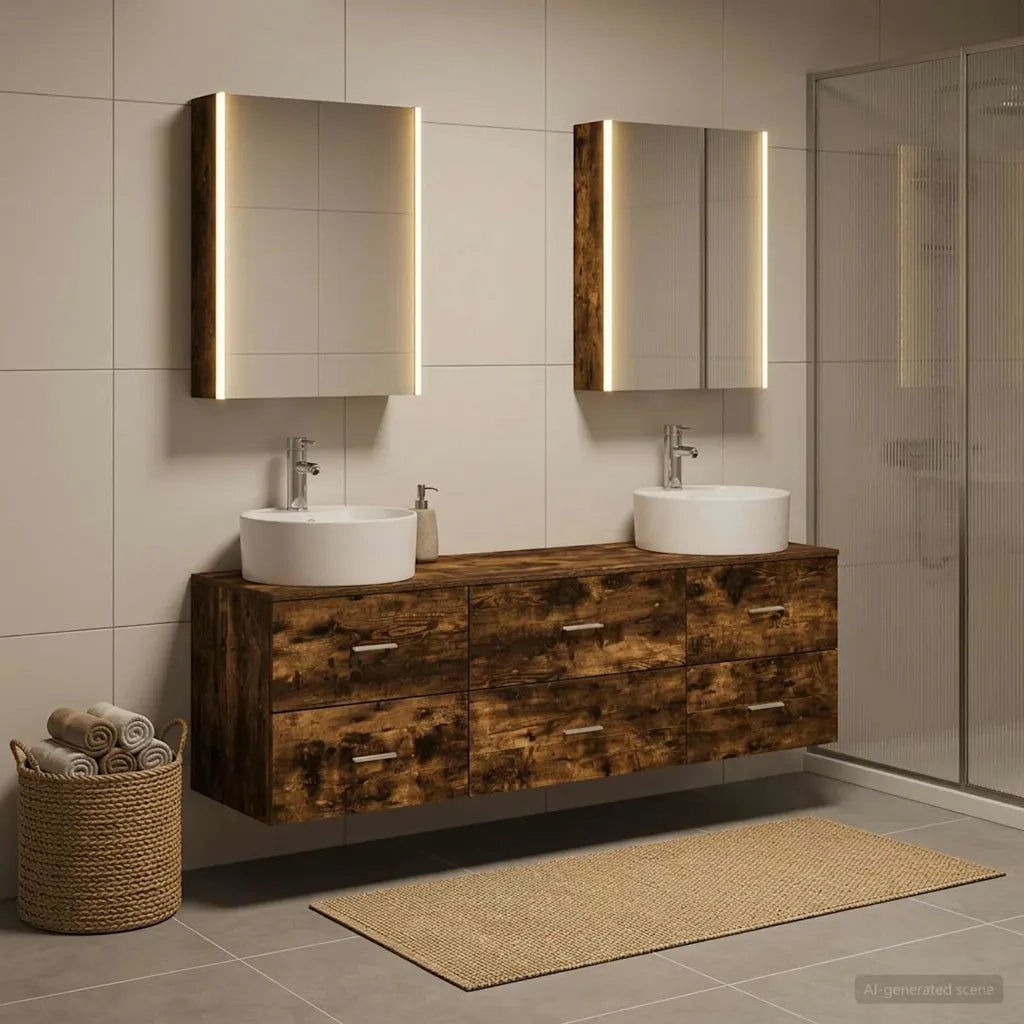 Set di mobili per il bagno 5 pcs Rovere Fumo 3406891